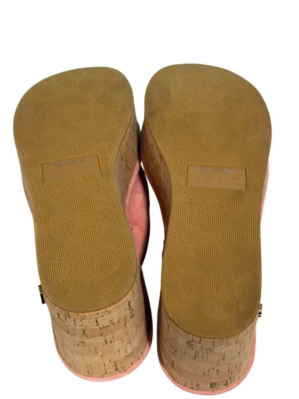 Veronica Beard Pink Suede Cork Wedge Geno Thong Sandals Size 7.5